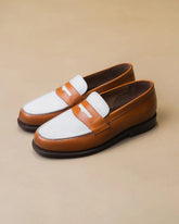 Berwick French Loafers Box Calf – Tan/White